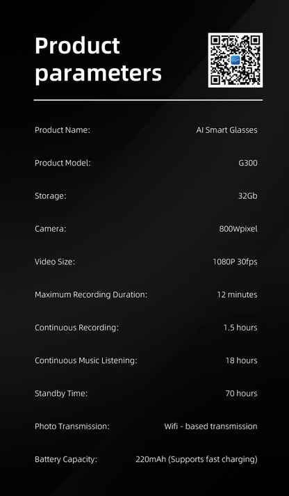 Waterproof Glasses 800W pixel Shooting Photo Video Voice AI Glasses HD 4K HD Camera Call Smart  AI Translation Bluetooth Glasses