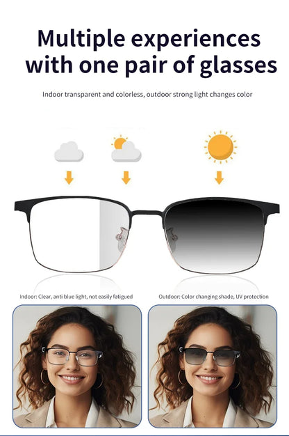 Wireless Prescription AI Glasses Photochromic Sunglasses Anti Blue Ray Reading Glasses