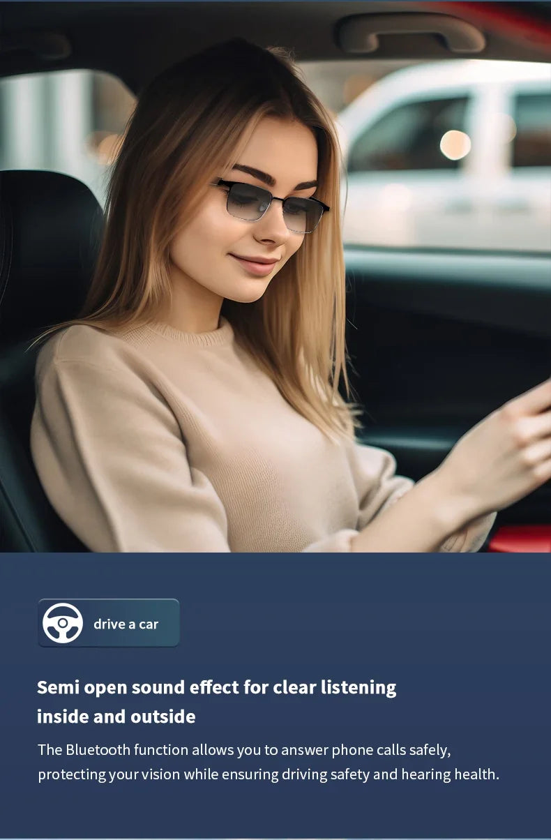 Wireless Prescription AI Glasses Photochromic Sunglasses Anti Blue Ray Reading Glasses