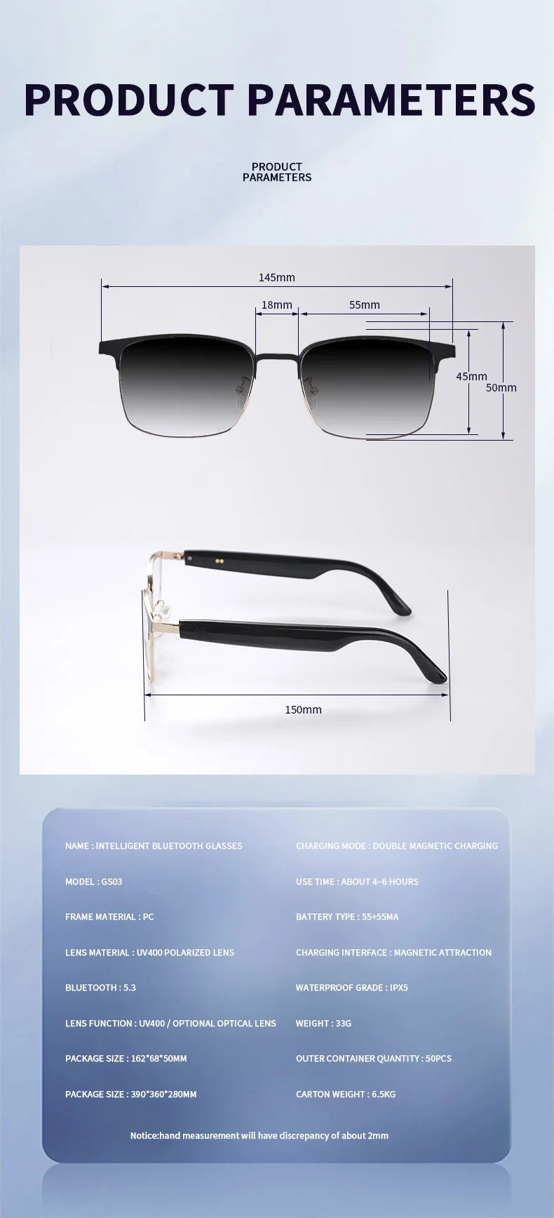 Wireless Prescription AI Glasses Photochromic Sunglasses Anti Blue Ray Reading Glasses