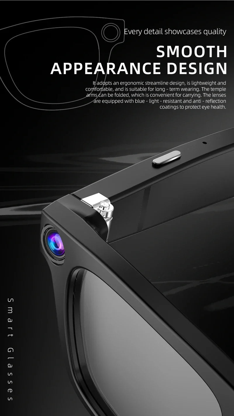 Waterproof Glasses 800W pixel Shooting Photo Video Voice AI Glasses HD 4K HD Camera Call Smart  AI Translation Bluetooth Glasses